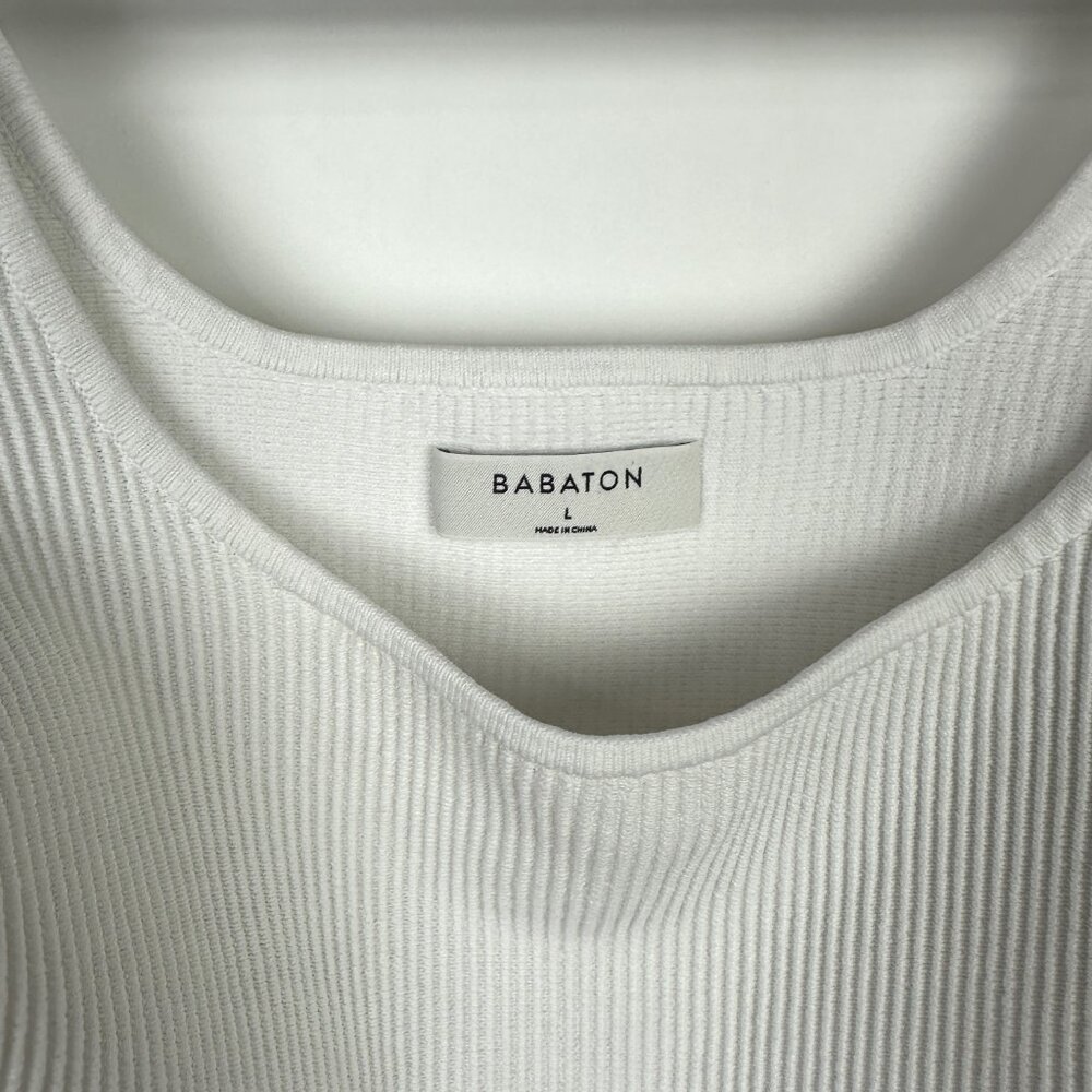 Aritzia Babaton Sculpt Knit Squareneck Cropped Ribbed Tank Top  White Large‎ - Picture 5 of 8